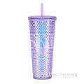 창의적인 대용량 이중 플라스틱 짚 컵 710ml 듀리아 컵 휴대용 다이아몬드 컵